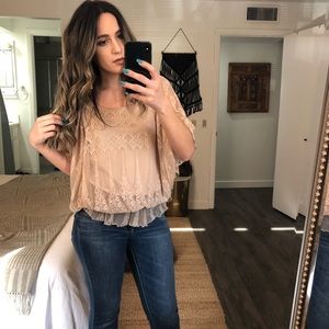 Lace tan blouse